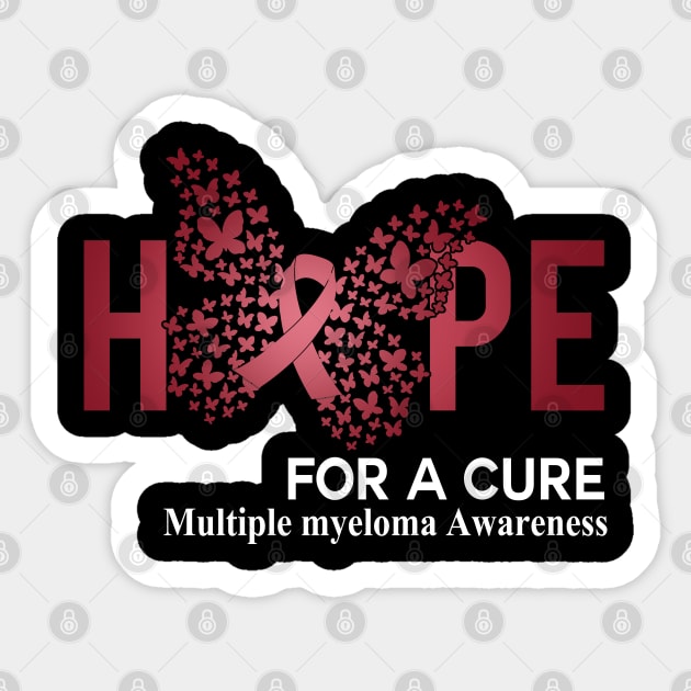 Hope For A Cure  Butterfly Gift Multiple myeloma Sticker by HomerNewbergereq